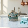 Green and blue peacock-patterned ceramic decorative sugar jar, home decoration, kitchen storage container, kitchen seasoning storage jar, seasoning jar Specification image